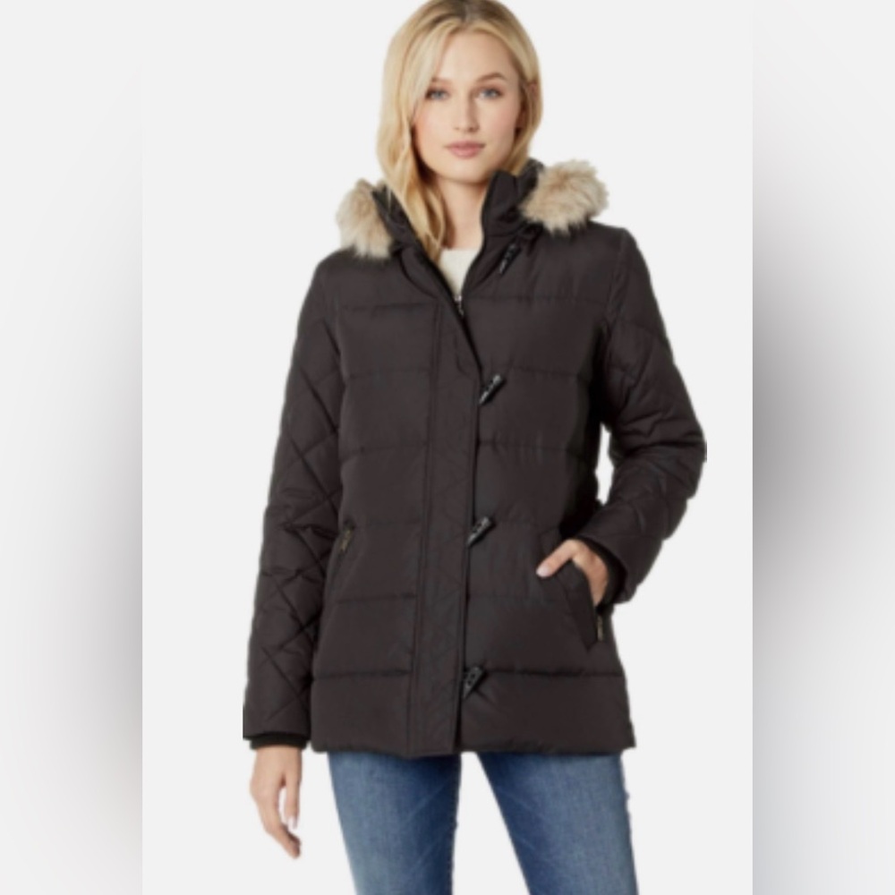 Lauren Ralph Lauren Women’s Black Polyester Down  Jacket Faux Fur Hood Parka S